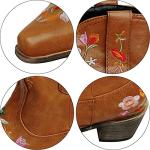 gloryinterest Cowboy Boots for Women Ankle Cowgirl Boots Western Flower Embroidered Square Toe Chunky Heel Stitched Retro Black Brown Red Blue Yellow Purple US5.5-10.5, yellow, 38