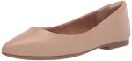 Amazon Essentials Women's Pointed-Toe Ballet Flats, Beige Faux Leather, 9