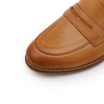 Mona flying Women's Comfort Leather Round Toe Penny Loafers Dress Casual Slip On Flats Ladies Office Work Shoes Brown