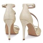 CELLENZ Stiletto Women High Heels: Platform Heel for Women Dressy - Champagne Gold Heels Prom Comfortable - Strappy Heeled Wedding Shoes Size 9.5
