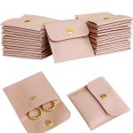 40pcs Pink Microfiber Jewelry Pouch Button Bag 8 x 8cm, Jewelry Packaging Bag Luxury Small Favor Bags Jewelry Gift Bags for Earrings Necklaces Bracelet Ring