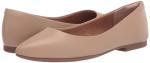 Amazon Essentials Women's Pointed-Toe Ballet Flats, Beige Faux Leather, 9