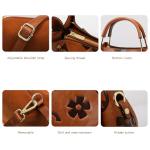 Travistar Floral Handbags and Purses Women - Retro Embossed Leather Top Handle Handbag Set Large Women's Shoulder Bag Trendy Hobo Purse Ladies Bucket Satchel Bags Chic Work Tote with Pouch Brown
