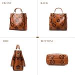 Travistar Floral Handbags and Purses Women - Retro Embossed Leather Top Handle Handbag Set Large Women's Shoulder Bag Trendy Hobo Purse Ladies Bucket Satchel Bags Chic Work Tote with Pouch Brown