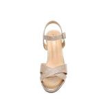 DREAM PAIRS Women's Chunky Heels Open Toe Ankle Strap Sparkly Heels Pump Sandals,Size 8,Champagne/Glitter,ICE-1