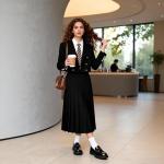 Vera Creation Women's Chunky Platform Loafers with Buckle Patent Leather Black Penny Loafers Fashion Office Work Business School Dressy Casual Shoes Comfortable Slip-on (Black+Black Buckle Pro 6.5)