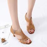 YYTing Ballroom Dance Shoes Women Latin Salsa Practice Dancer Shoes 2.5'' Heels YT02(10.5, Tan)