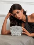 Tngan Women Luxury Crown Shaped Crystal Evening Clutch Elegant Rhinestones Party Handbag and Purse, Silver