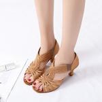 YYTing Ballroom Dance Shoes Women Latin Salsa Practice Dancer Shoes 2.5'' Heels YT02(10.5, Tan)