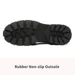 Vera Creation Women's Chunky Platform Loafers with Buckle Patent Leather Black Penny Loafers Fashion Office Work Business School Dressy Casual Shoes Comfortable Slip-on (Black+Black Buckle Pro 6.5)