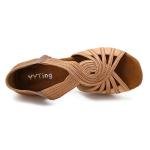 YYTing Ballroom Dance Shoes Women Latin Salsa Practice Dancer Shoes 2.5'' Heels YT02(10.5, Tan)