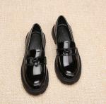 Vera Creation Women's Chunky Platform Loafers with Buckle Patent Leather Black Penny Loafers Fashion Office Work Business School Dressy Casual Shoes Comfortable Slip-on (Black+Black Buckle Pro 6.5)