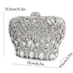 Tngan Women Luxury Crown Shaped Crystal Evening Clutch Elegant Rhinestones Party Handbag and Purse, Silver