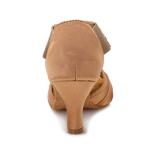 YYTing Ballroom Dance Shoes Women Latin Salsa Practice Dancer Shoes 2.5'' Heels YT02(10.5, Tan)