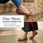 Epic Step Ballet Flats for Women, Comfortable Slip on Faux Suede Round Toe, Ballerina Dressy Flat Shoes (Cognac, 8)