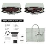 MOSISO Laptop Bag for Women, 15-15.6 inch PU Leather Laptop Shoulder Bags Convertible Backpack, 16 inch Messenger Bags Casual Handbag Work Briefcase Travel Computer Bag with Bowknot, Sage Green