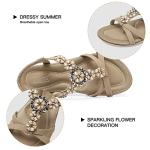 SHIBEVER Flat Sandals for Women Dressy: Summer Comfy Dress Sandals- Comfortable Walking Cushioned Flats Womens Sandal Apricot Size 8.5