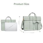 MOSISO Laptop Bag for Women, 15-15.6 inch PU Leather Laptop Shoulder Bags Convertible Backpack, 16 inch Messenger Bags Casual Handbag Work Briefcase Travel Computer Bag with Bowknot, Sage Green