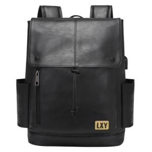Vintage Leather Laptop Backpack for Women with USB Port