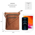 Cognac Crossbody Purse with Multi-Pocket Design