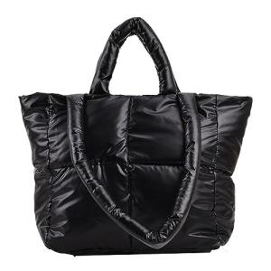 Puffer Tote Bag for Women in Black