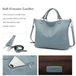 Kattee Women's Blue Soft Leather Tote Bag