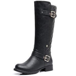 GLOBALWIN Women's Black Quilted Knee High Fashion Boots