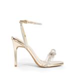 Brielle Double Bow Crystal Slingback Heels, Gold