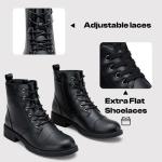 Vepose Women's Black Lace-Up Combat Boots