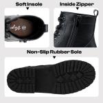 Vepose Women's Black Lace-Up Combat Boots