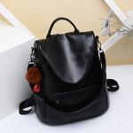 CHERUTY Black PU Leather Anti-Theft Backpack Purse