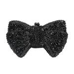 Elegant Black Bowknot Evening Clutch with Rhinestones