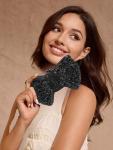 Elegant Black Bowknot Evening Clutch with Rhinestones