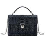 Aiqudou Luxury Leather Top Handle Bag - Snake Black