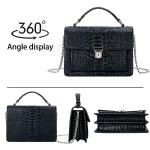 Aiqudou Luxury Leather Top Handle Bag - Snake Black