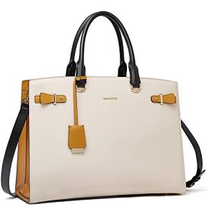 Stylish Beige Leather Laptop Briefcase for Women