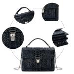Aiqudou Luxury Leather Top Handle Bag - Snake Black