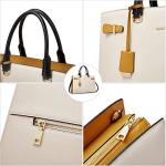 Stylish Beige Leather Laptop Briefcase for Women