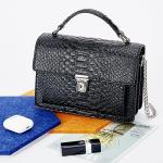 Aiqudou Luxury Leather Top Handle Bag - Snake Black