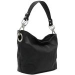 Black Hobo Shoulder Bag with Bold Snap Hook