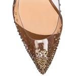 Studded Pointed Toe Transparent High Heels - Brown