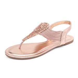 DREAM PAIRS Women's Champagne Gladiator Sandals, Size 9