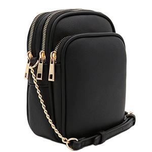 Chic Black PU Leather Multi Pocket Crossbody Bag