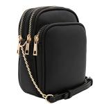 Chic Black PU Leather Multi Pocket Crossbody Bag