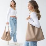 Soft Vegan Leather Hobo Bag for Women - Nude