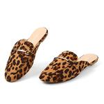 Leopard Suede Slip-On Mules for Women