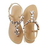 Rhinestone Flat Sandals for Summer Beach Style