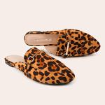 Leopard Suede Slip-On Mules for Women