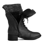 Women's Black Lace-Up Mid-Calf Combat Boots