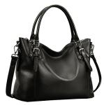 Heshe Black Leather Tote and Shoulder Bag